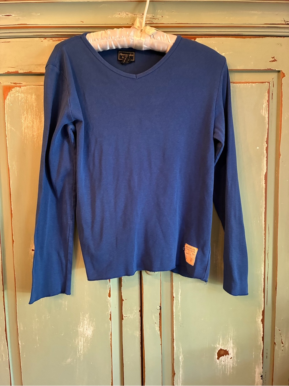 Abercrombie & Fitch Women's Long-Sleeve Blue Crew Top Medium